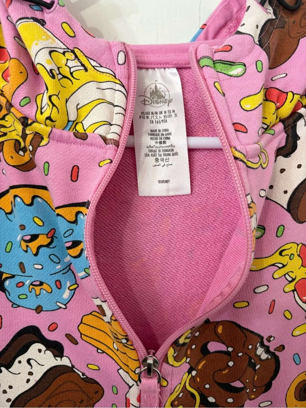 Disney Pink Novelty Snack Print Zip Hoodie